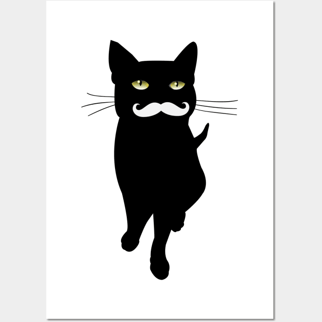 Cat With Mustage | Cat Lovers Wall Art by Pushloop